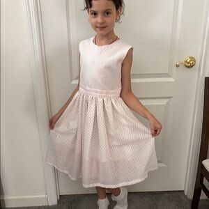 Elegant Pink Polka Dot Kids Dress